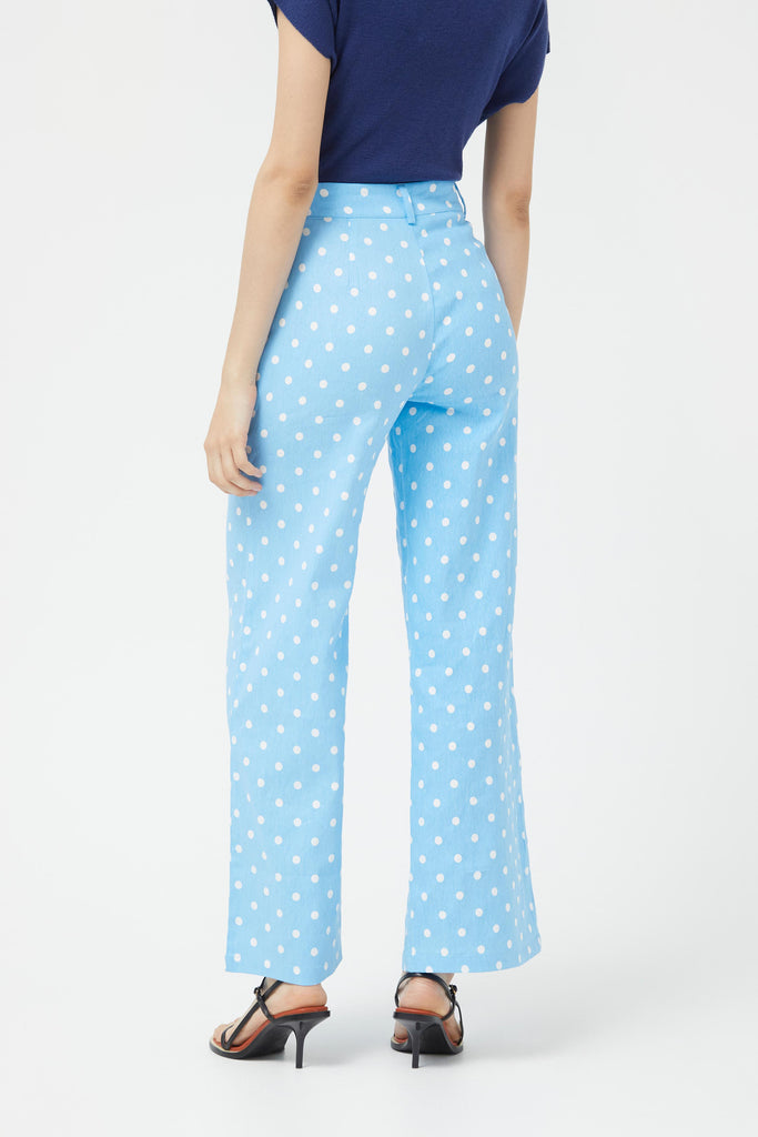 Jeans dritti blu a pois