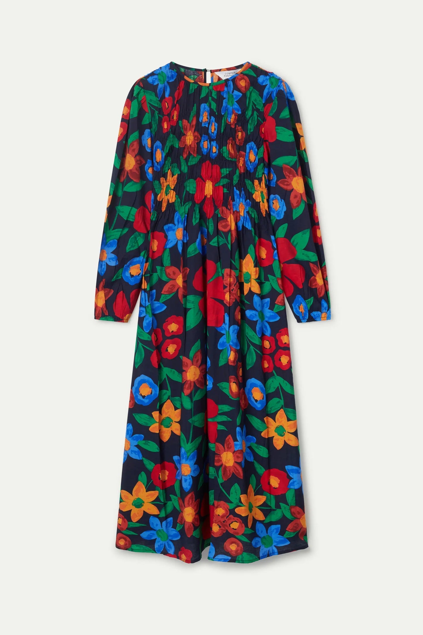 Abito lungo con stampa floreale multicolor