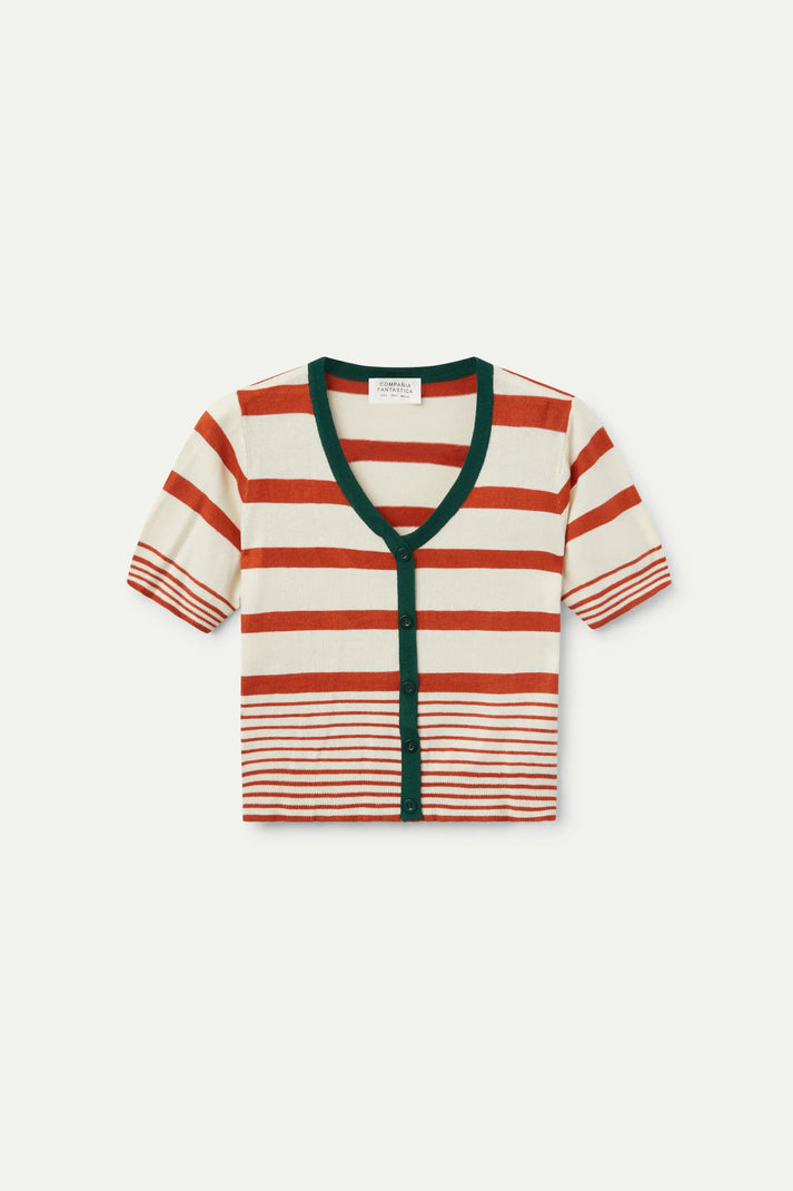 Maglia a maniche corte a righe arancioni