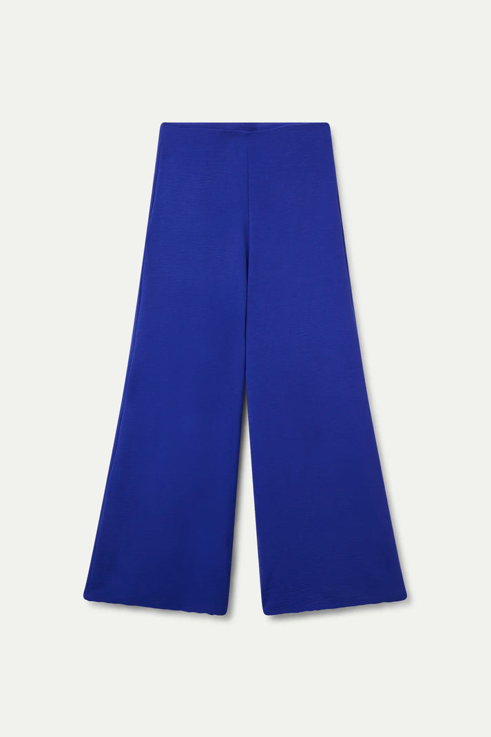 Pantaloni blu a gamba larga