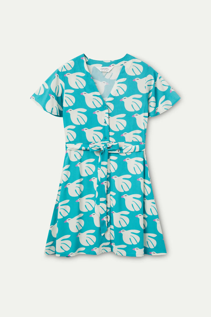 LENZING™ ECOVERO™ Rayon Short Dress con stampa colomba