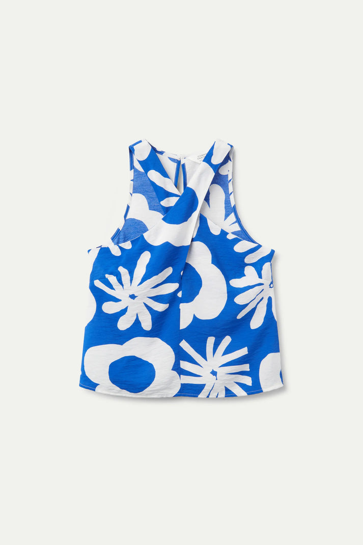Top con stampa floreale blu