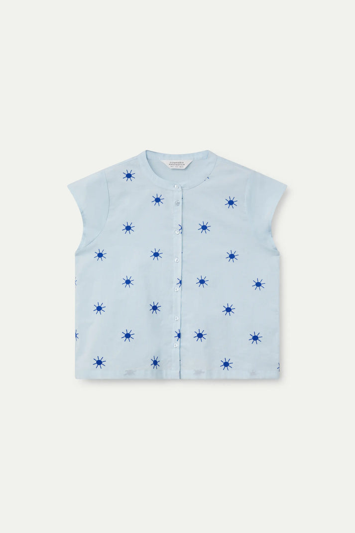 Camicia con colletto alla Mao con soli blu