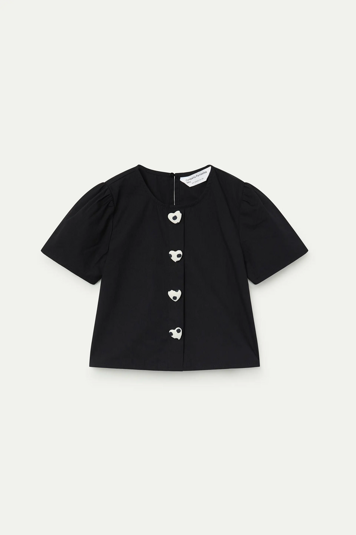 Top da bambina, 100% cotone, nero