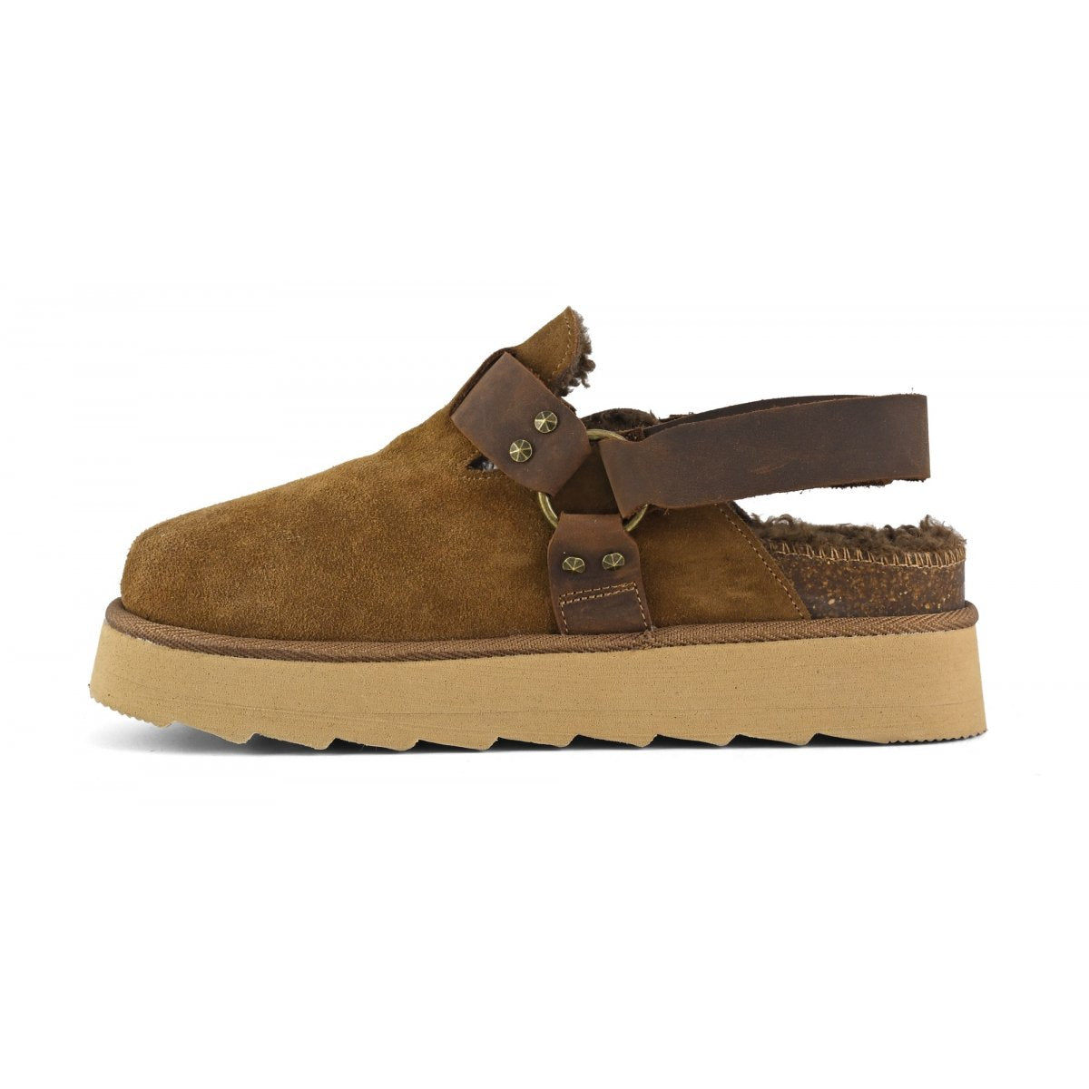 Sabot platform con cinturino in pelle