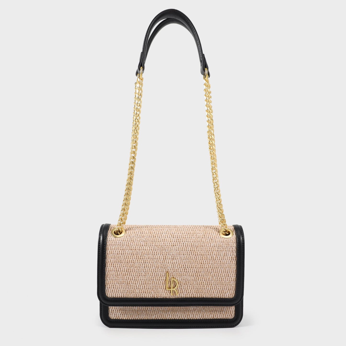 Borsa a tracolla Eloise rafia nera Label Rose