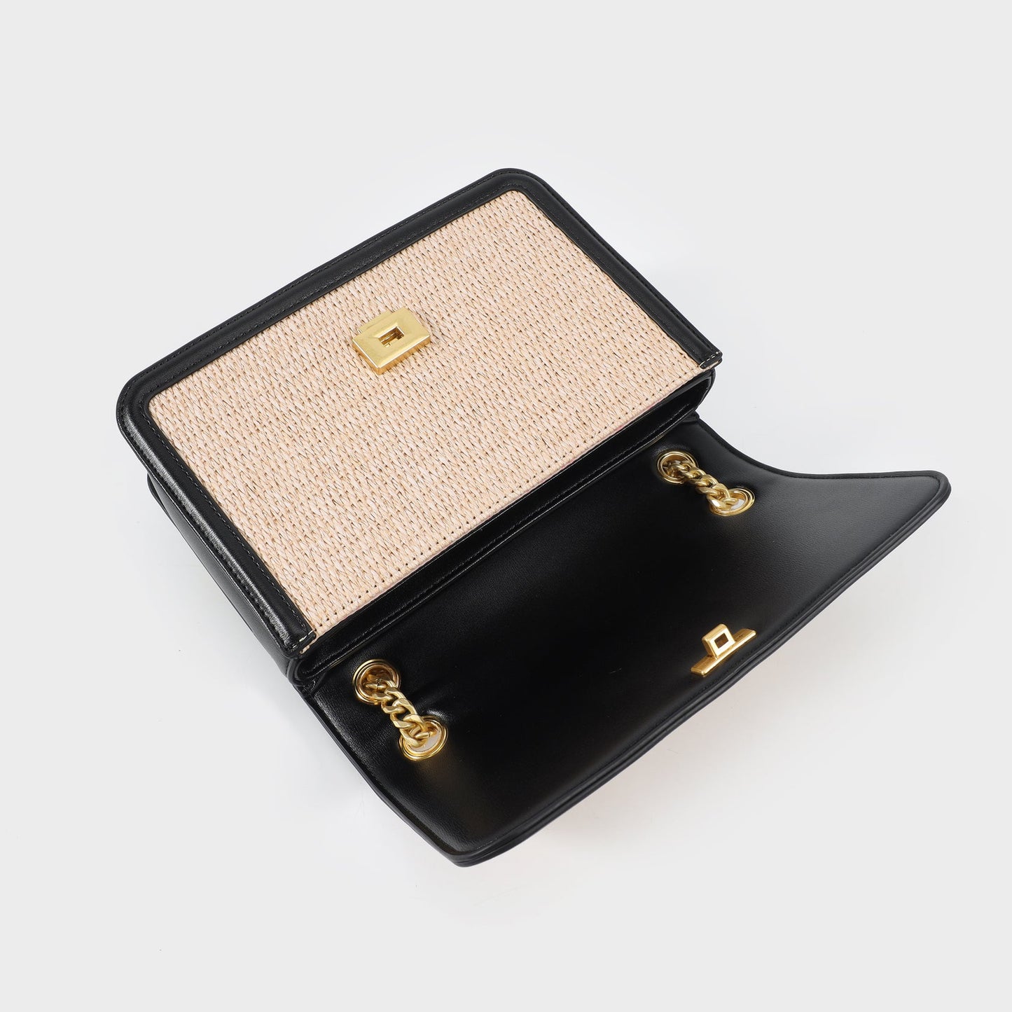 Borsa a tracolla Eloise rafia nera Label Rose