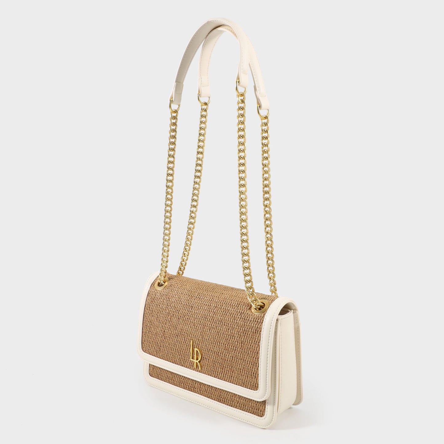 Borsa a tracolla Eloise rafia panna Label Rose