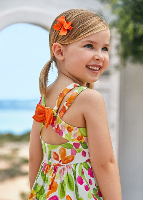 Vestito fiori con fiocco bambina