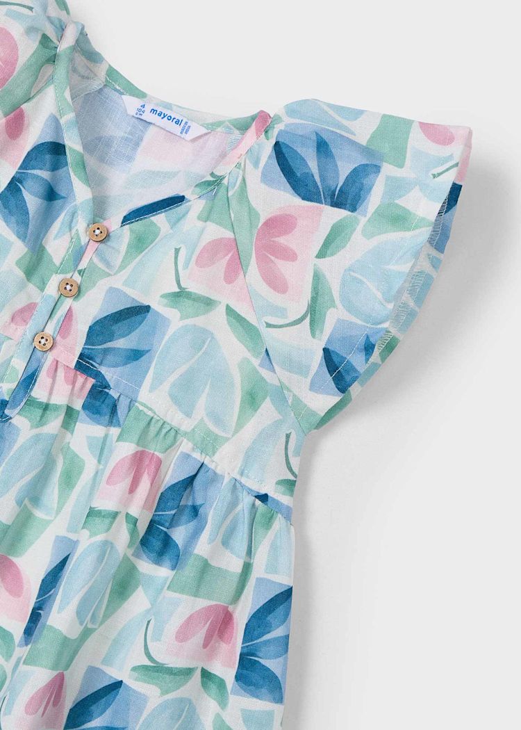 Vestito stampato fiori geometrici bambina