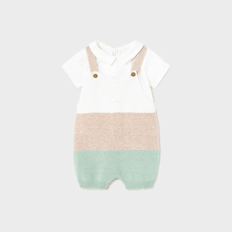 Completo t-shirt e salopette in tricot neonato
