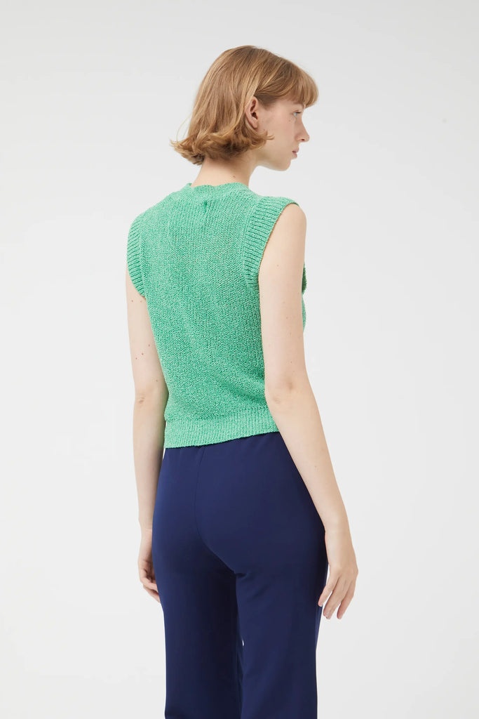 Top verde senza maniche in maglia