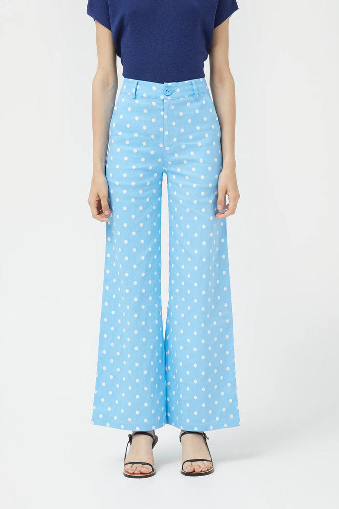 Jeans dritti blu a pois