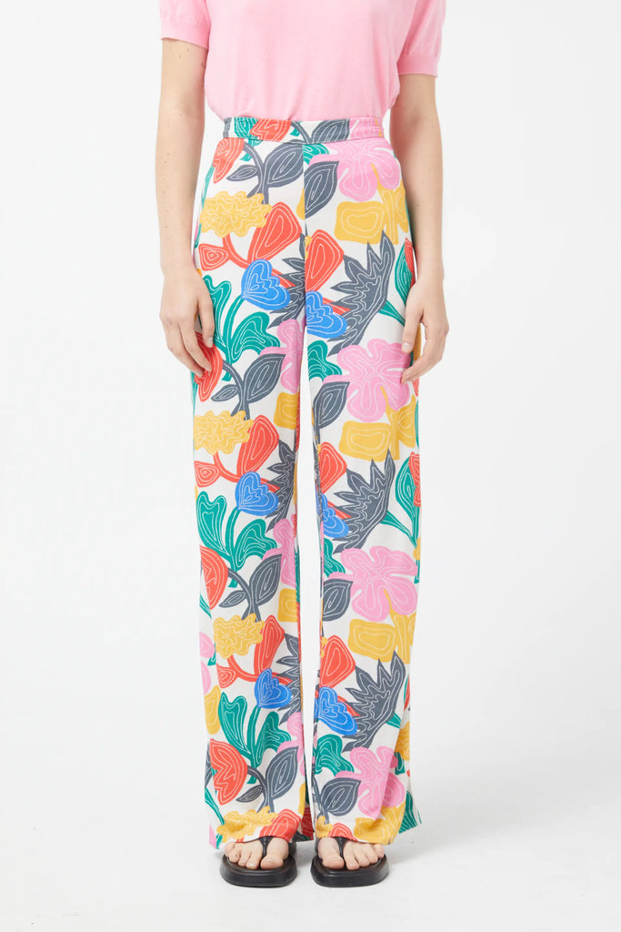 Pantaloni dritti a fiori Florere