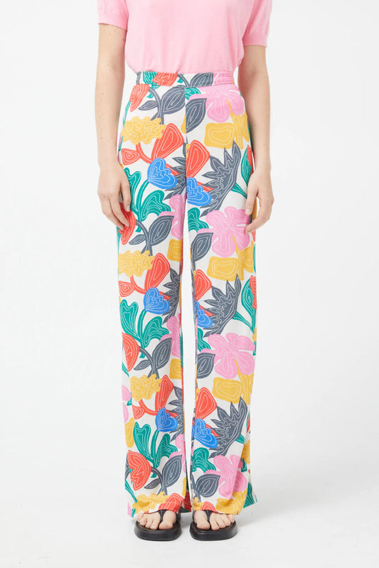 Pantaloni dritti a fiori Florere