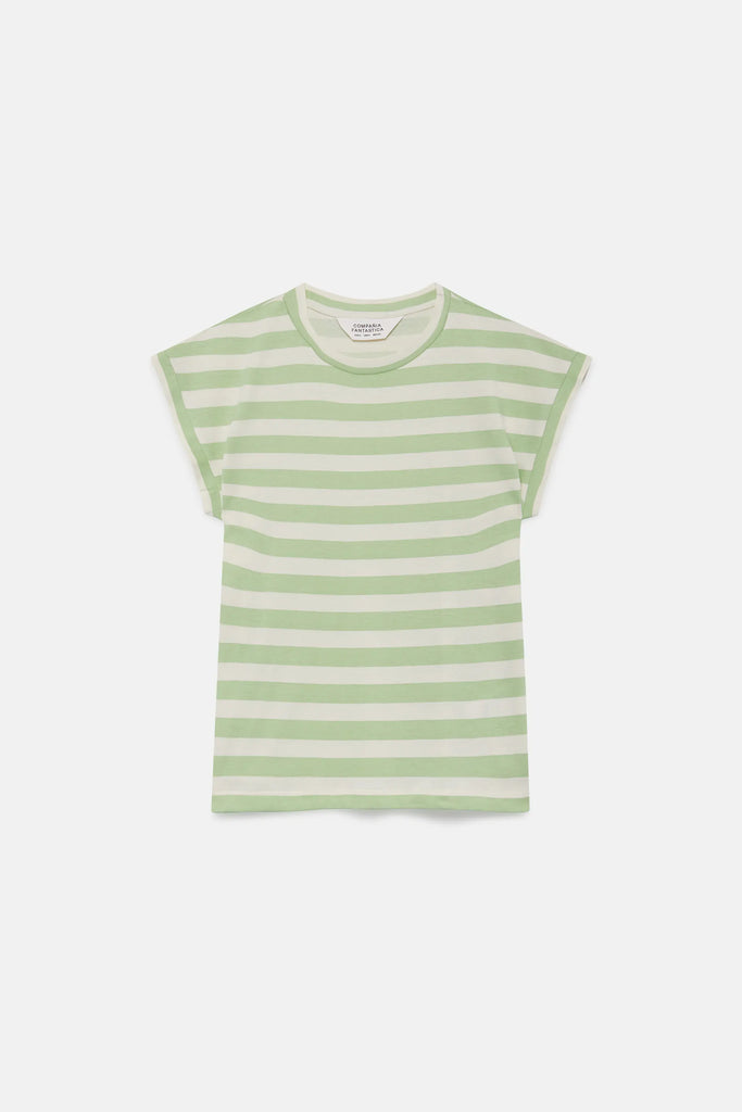 T-shirt a maniche corte a righe verdi