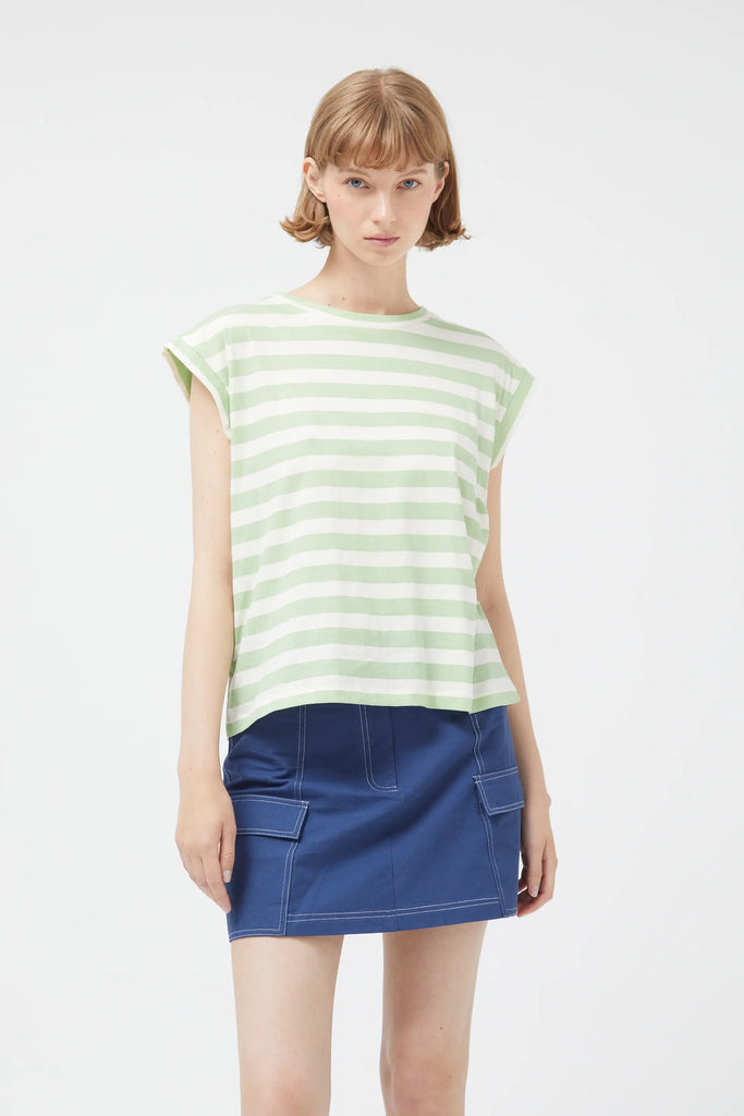 T-shirt a maniche corte a righe verdi