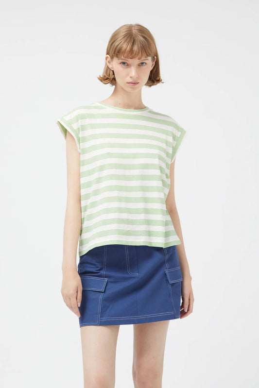T-shirt a maniche corte a righe verdi