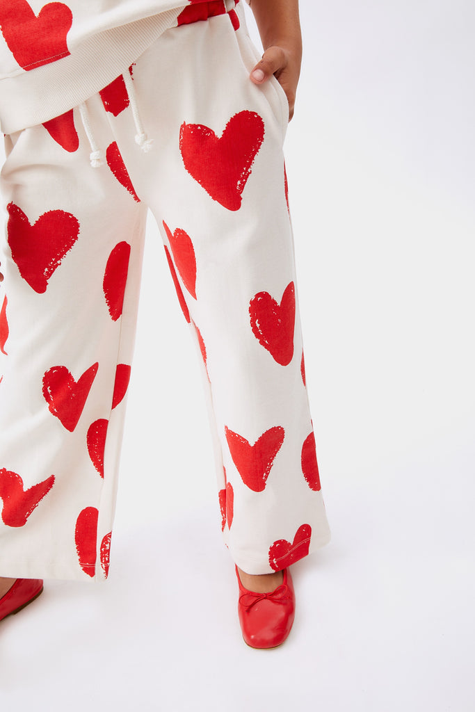 Pantaloni bimba/o stampa cuori