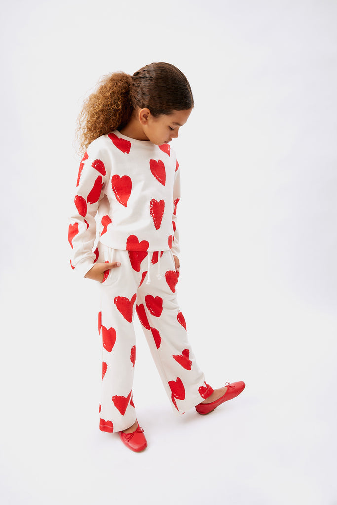 Pantaloni bimba/o stampa cuori
