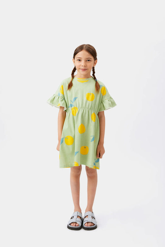 Abito corto da bambina con stampa Yuzu
