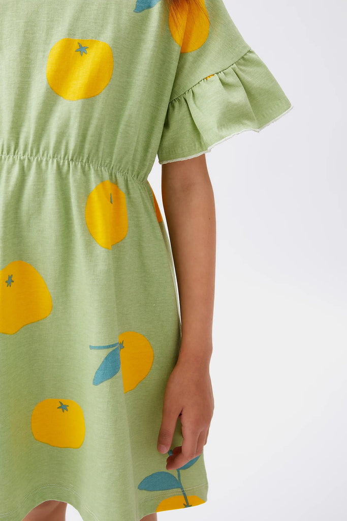 Abito corto da bambina con stampa Yuzu