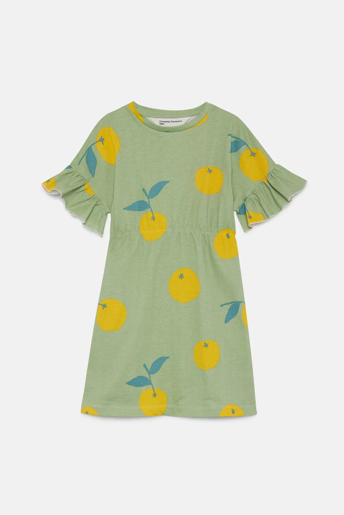 Abito corto da bambina con stampa Yuzu