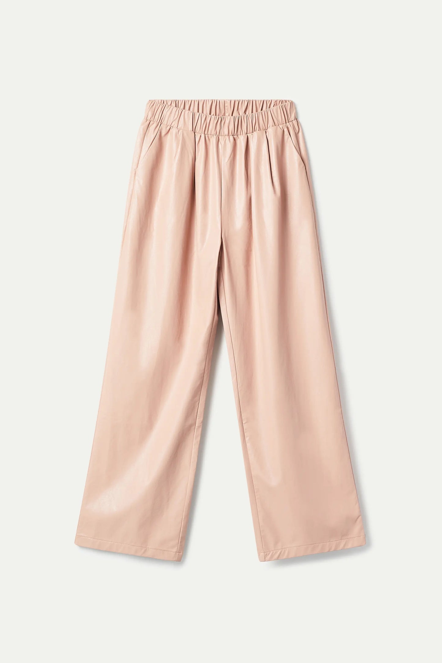 Pantaloni in ecopelle beige