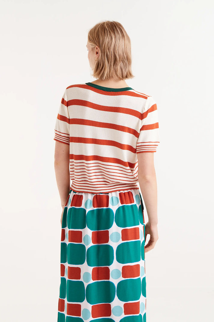 Maglia a maniche corte a righe arancioni