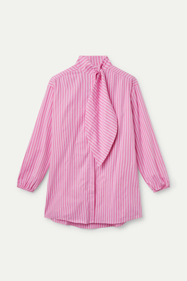 Camicia oversize con stampa a righe rosa