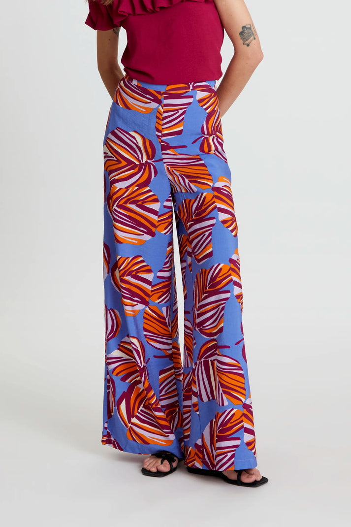 Pantaloni lunghi con stampa floreale Alocasia