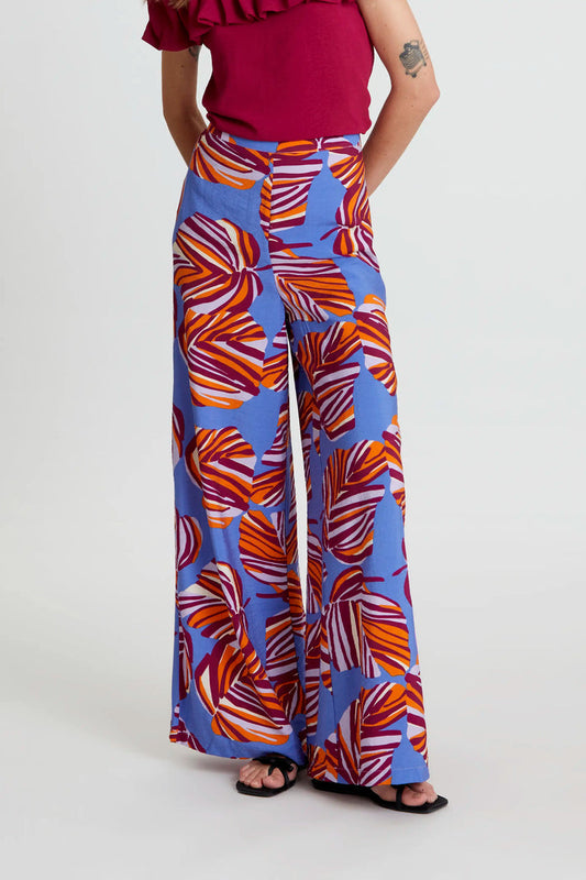 Pantaloni lunghi con stampa floreale Alocasia