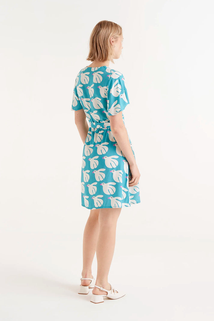 LENZING™ ECOVERO™ Rayon Short Dress con stampa colomba
