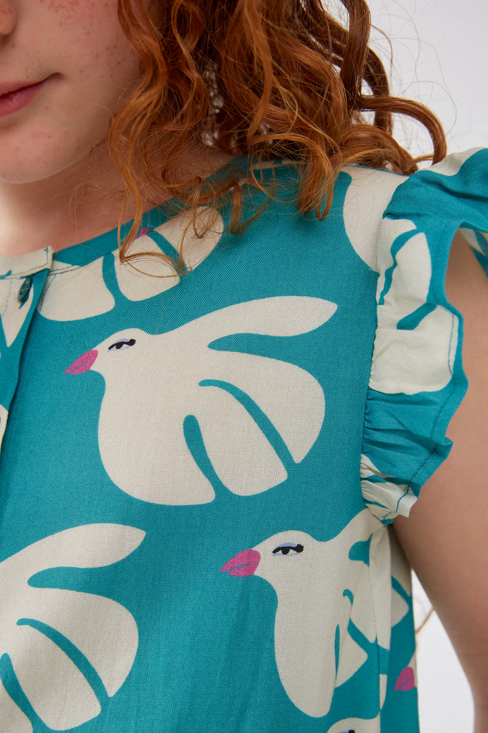 Top da bambina in rayon LENZING™ ECOVERO™ con stampa Dove