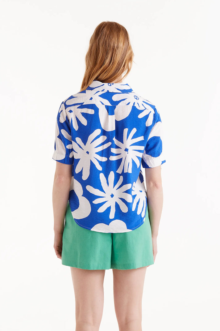 Camicia con stampa floreale blu