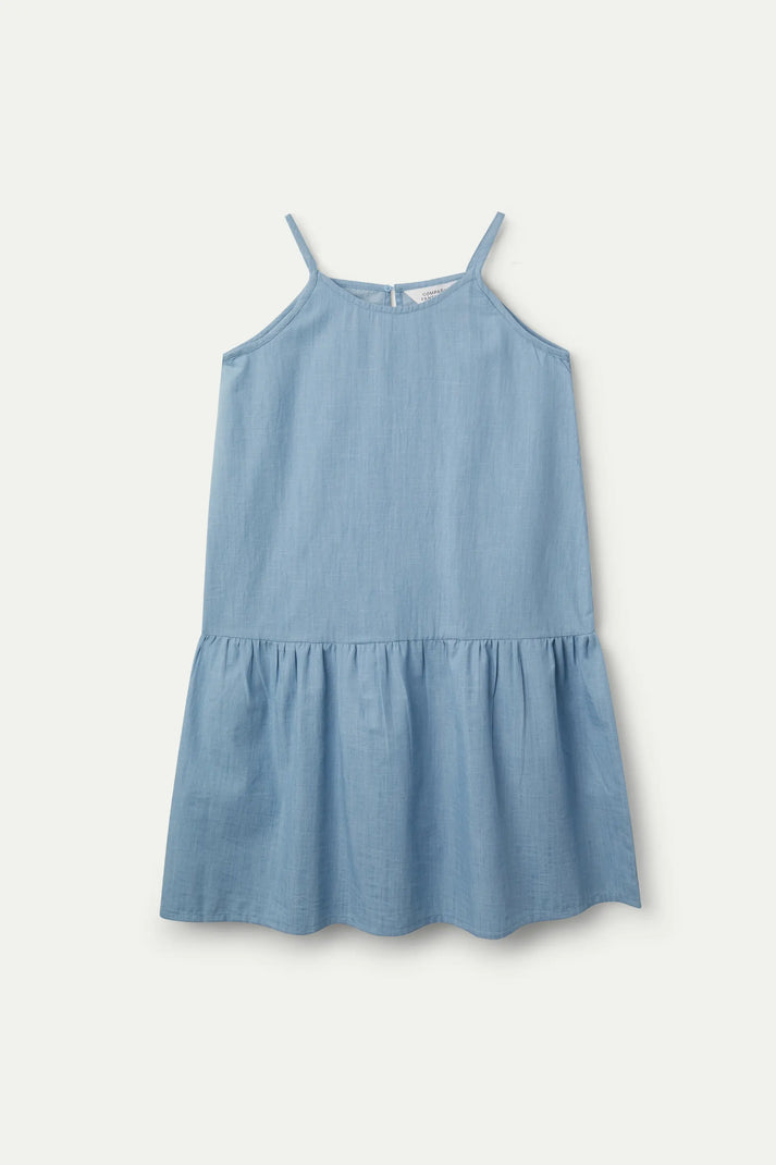 Abito corto con spalline effetto denim