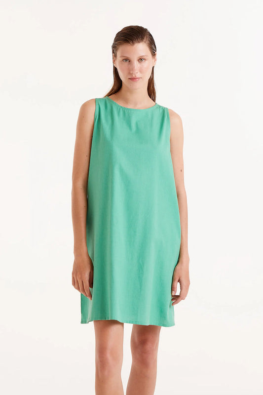 Abito corto in cotone verde