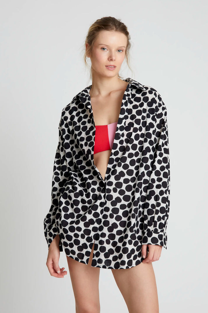 Camicia oversize con stampa terrazzo