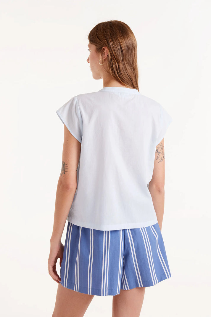 Camicia con colletto alla Mao con soli blu