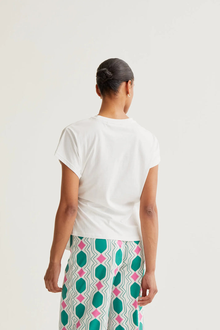 T-shirt bianca 100% cotone con nodo laterale