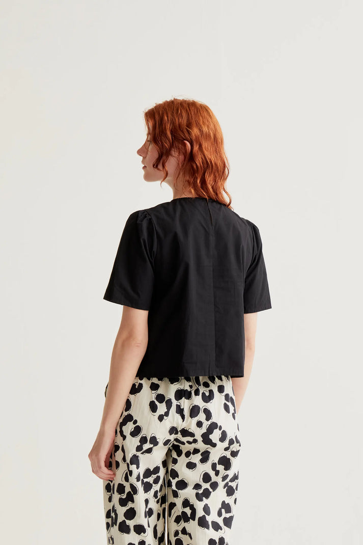 Top 100% cotone con bottoni a cuore