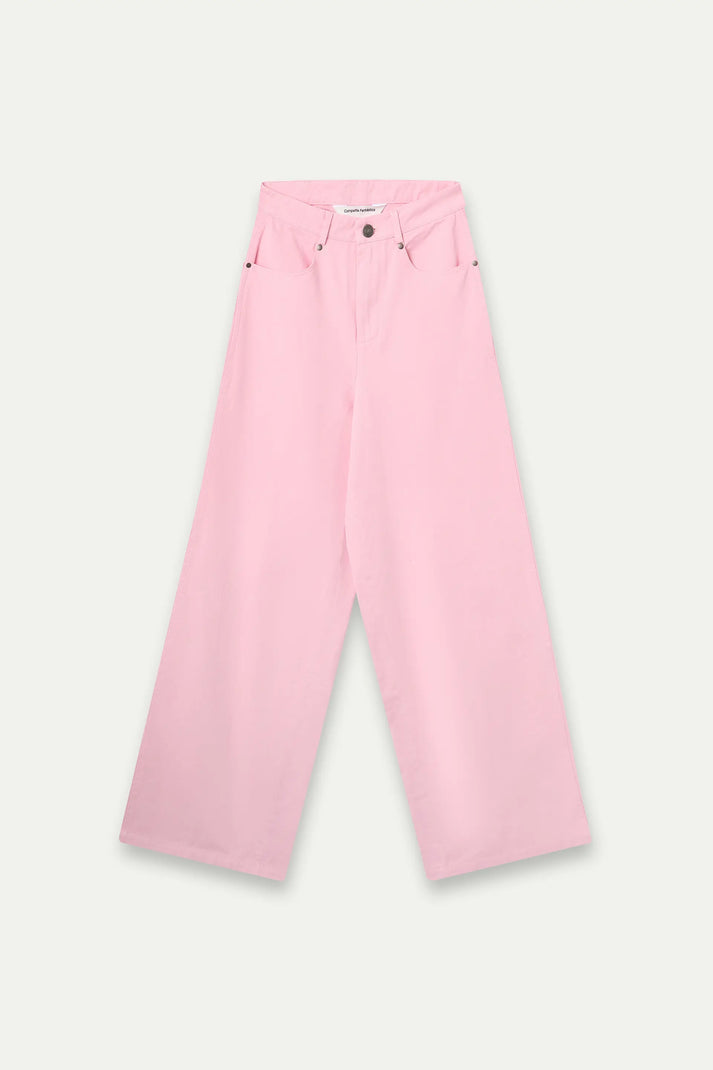 Pantaloni rosa a gamba larga