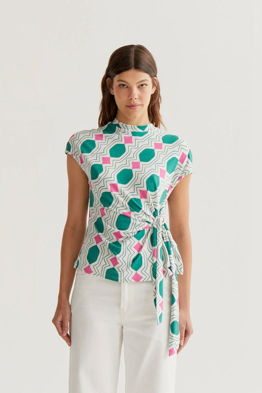 T-shirt con stampa geometrica