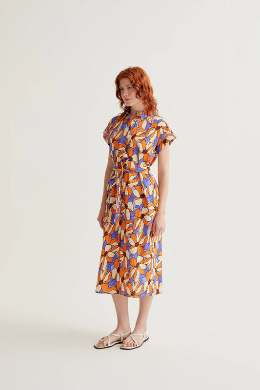 abito midi con stampa di calendula