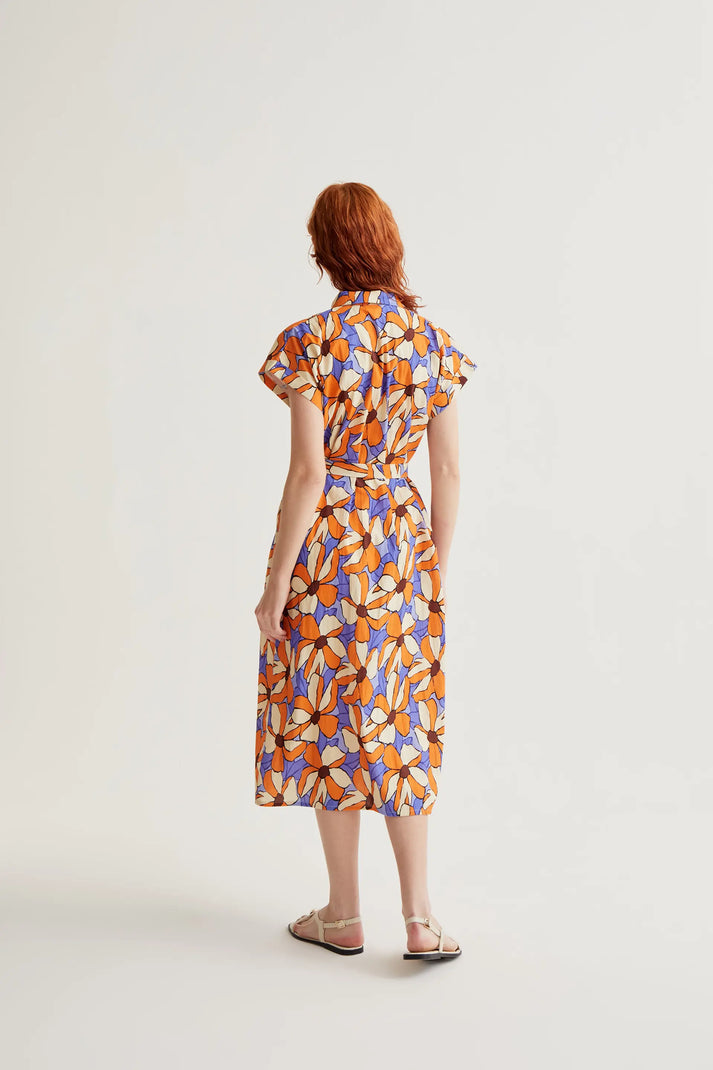 abito midi con stampa di calendula