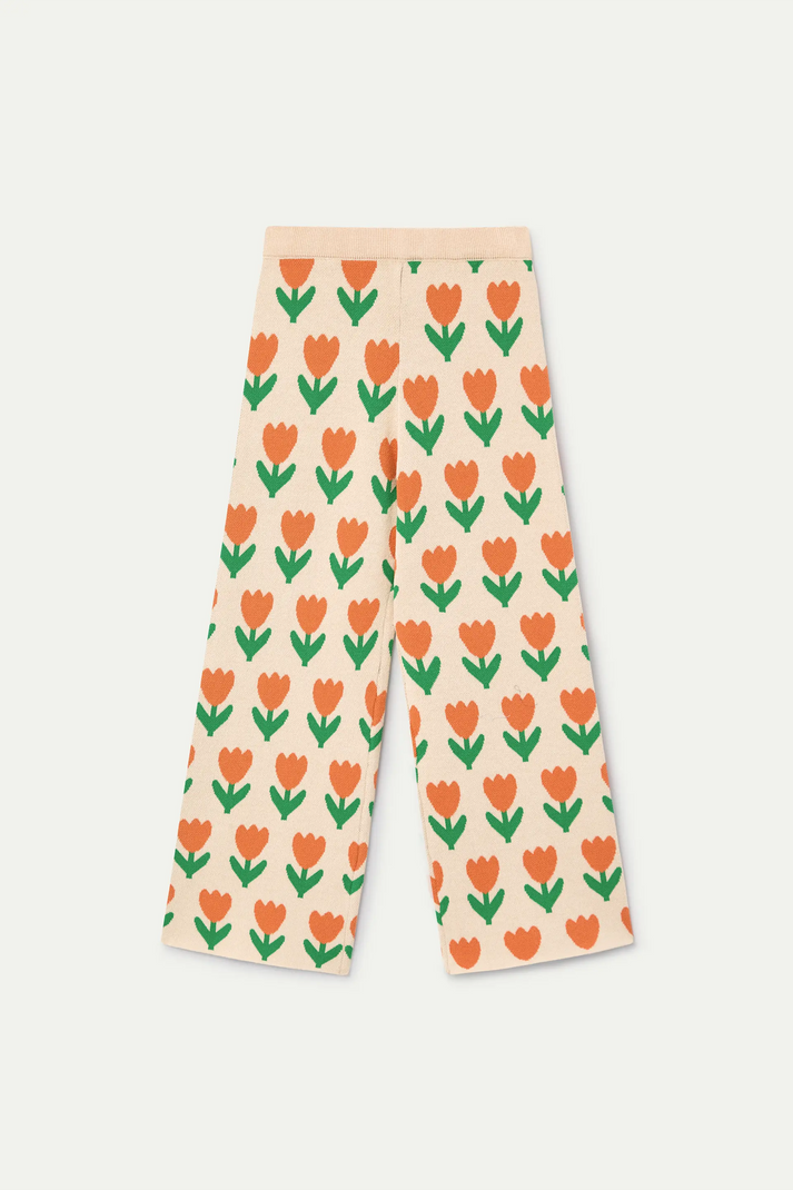 Pantaloni in maglia da bambina con stampa Orange Tulip