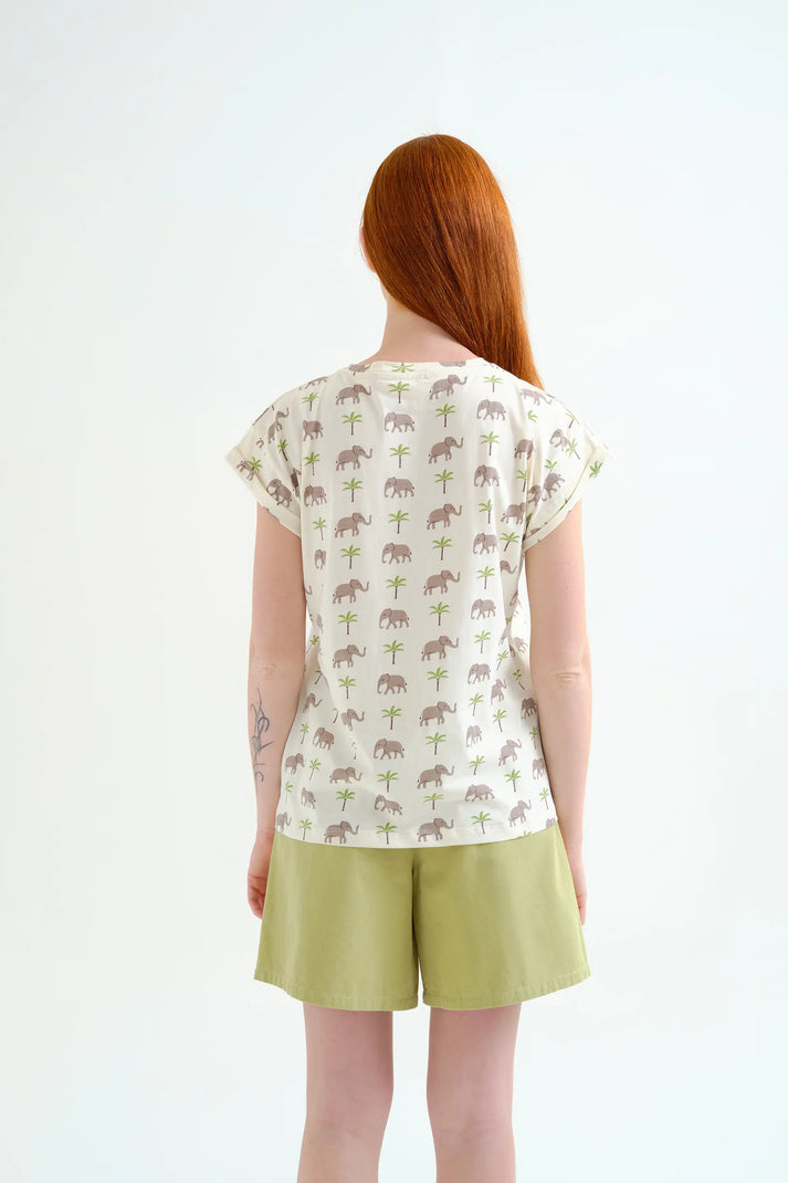 T-shirt con stampa di elefanti