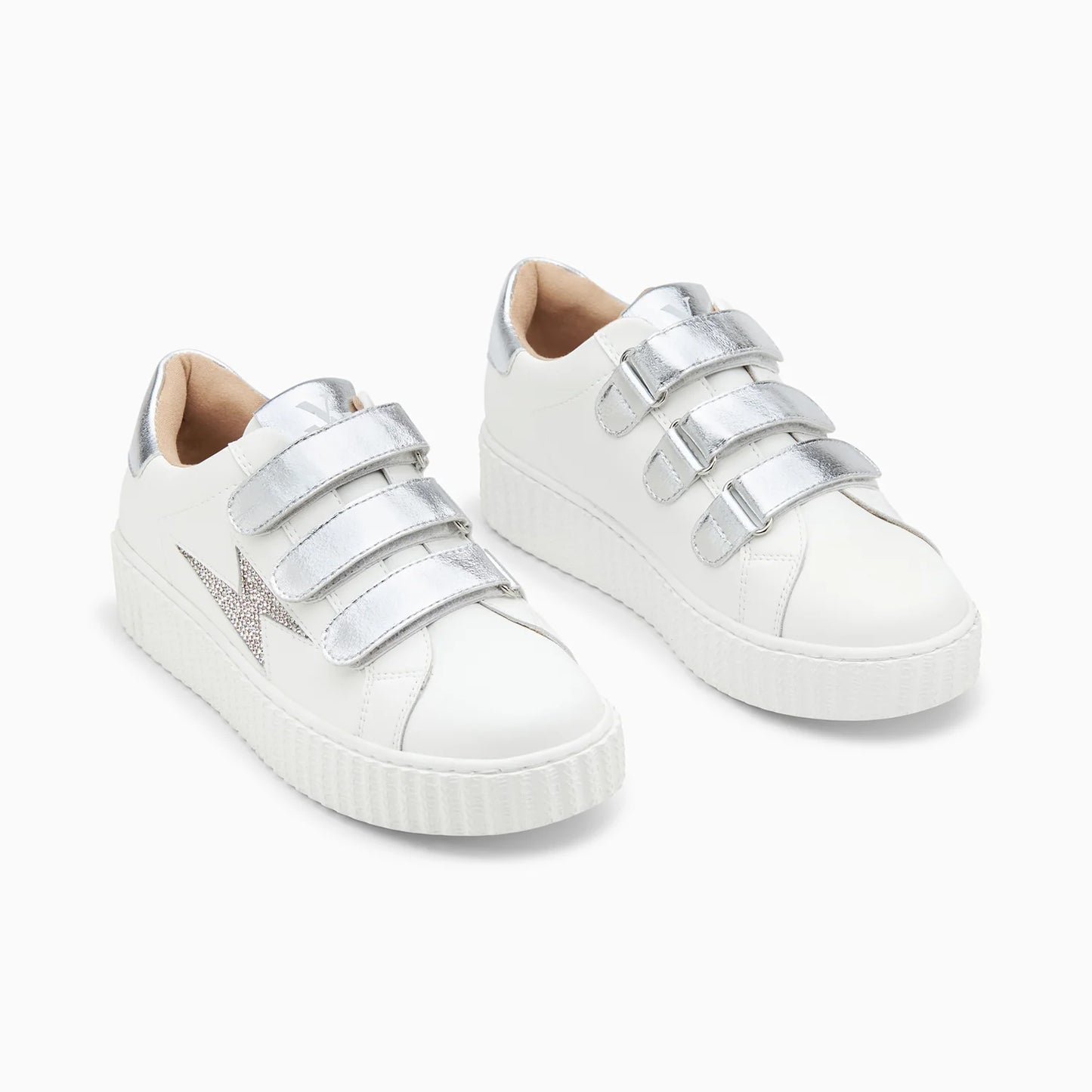 White and silver sneakers