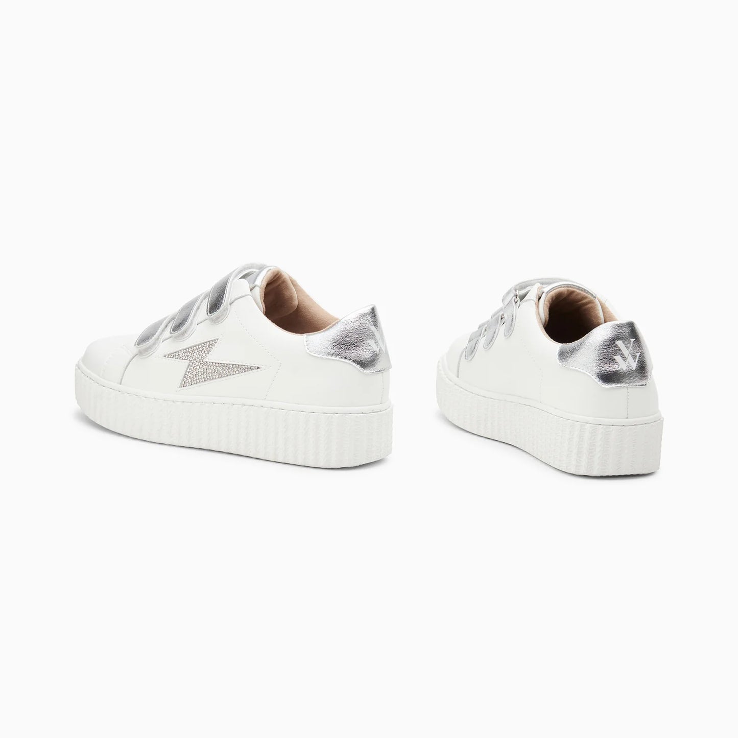 White and silver sneakers