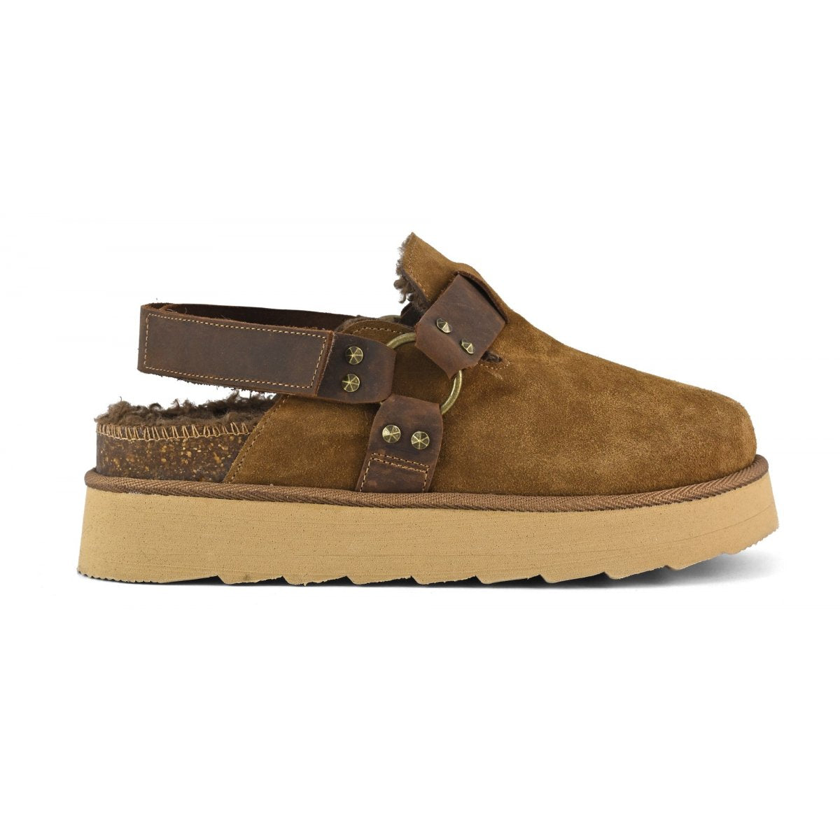 Sabot platform con cinturino in pelle